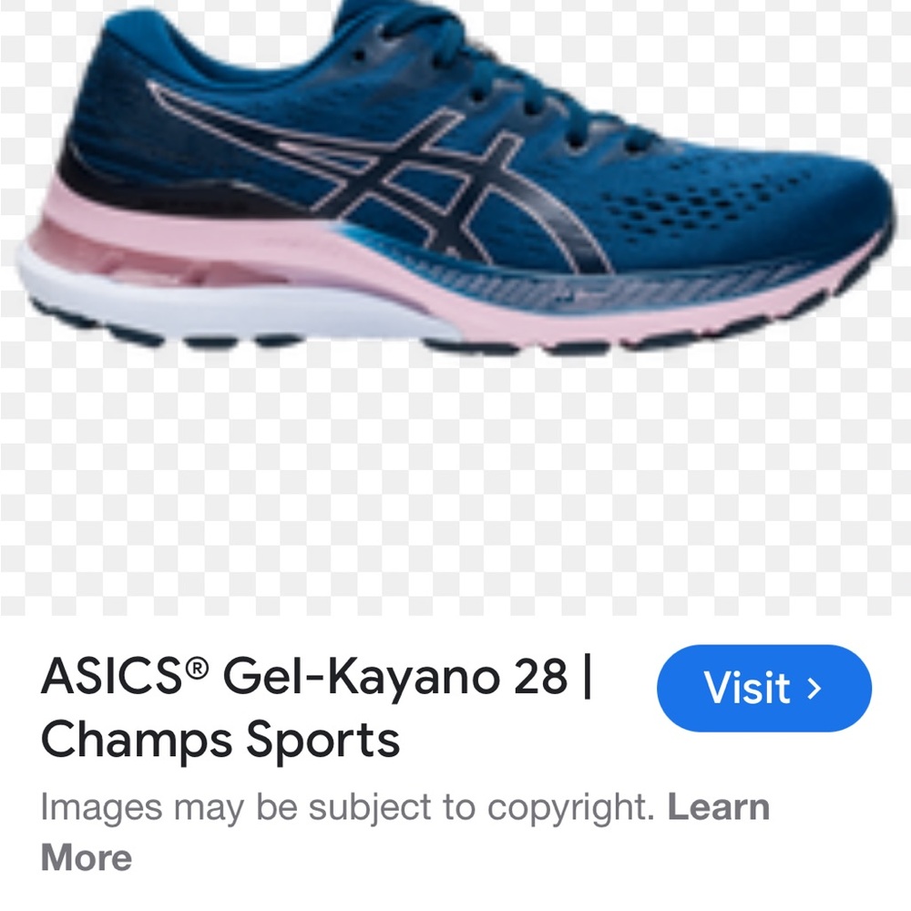 Asics Blue and Pink Gel-Kayano 28 Women's Running Shoe